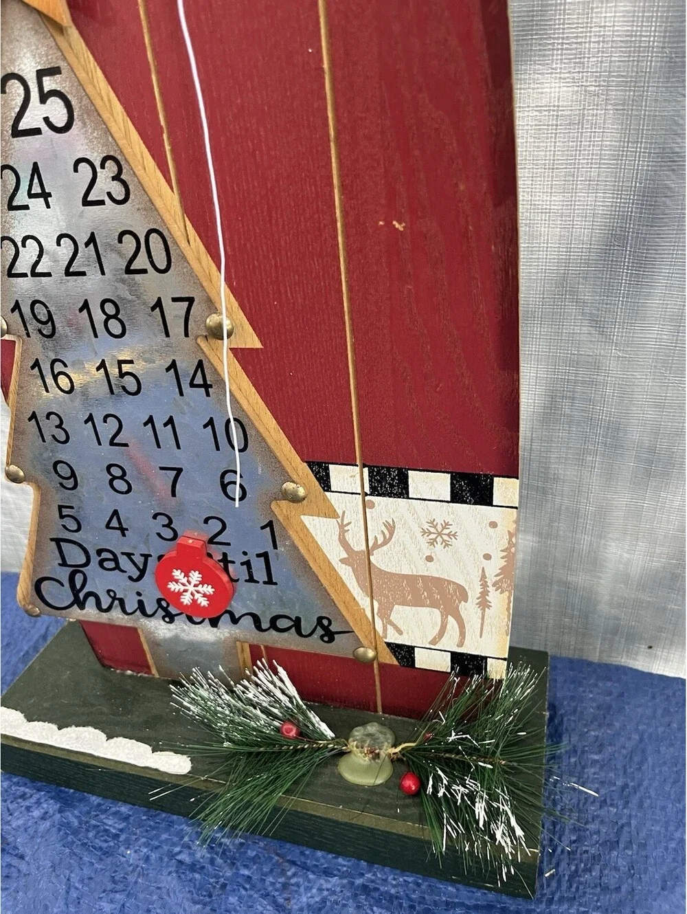 Vintage Wooden Santa Clause Countdown To Christmas Decor W/ Magnet